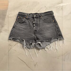 Levi's 501 Black Distressed Jean Shorts